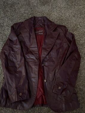 Etienne Aigner Burgundy Leather Jacket